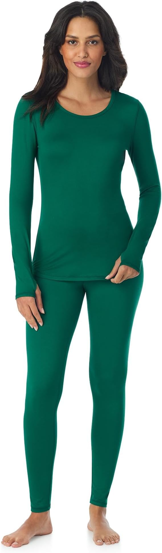 Cuddl Duds Womens Lightweight Breathable Everyday Active Base Layer Set - Long Sleeve Top & Leggings - Lounge Sets for Women