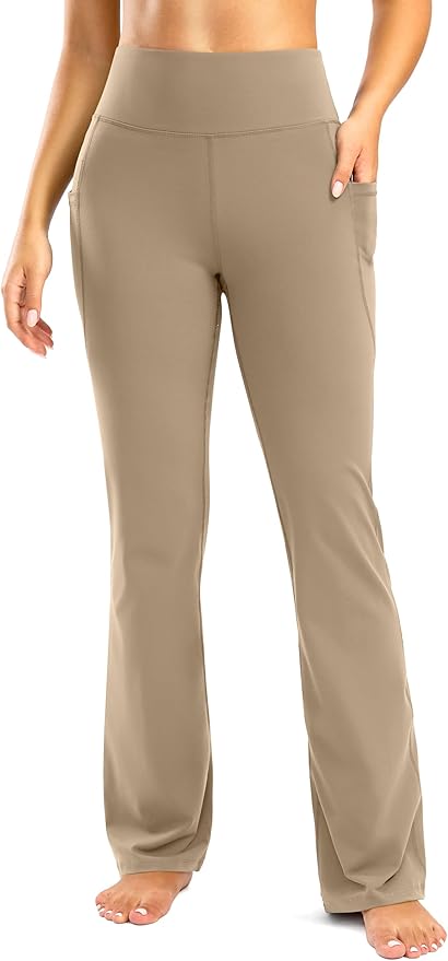 28"/30"/32"/34" Inseam Women's Bootcut Yoga Pants Long Bootleg High-Waisted Flare Pants with Pockets
