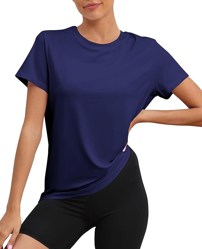 KevaMolly Workout Tops for Women UPF50+ Breathable Loose Fit Yoga T Shirts Short Sleeve Running Gym Athletic Tee Top