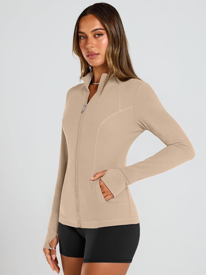 Trendy Queen Womens Lightweight Zip Up Jackets 2026 Athletic Workout Hoodies Spring Shirt Fitted Gym Clothes with Pocket