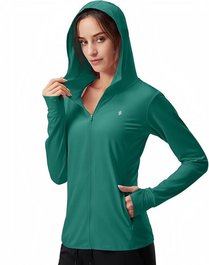 Soothfeel Women's UPF 50+ Sun Protection Hoodie Jacket Lightweight Long Sleeve Sun Shirt for Women with Pocket Hiking Outdoor
