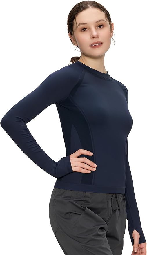 Long Sleeve Workout Tops for Women, Compression Shirt, Sports Running Shirt Breathable Athletic Top Slim Fit