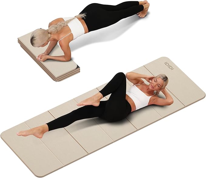 Foldable Yoga Mat Extra Thick 0.32 Inches-SGS Certified POE Material Exercise Mat, Non-Slip Design Fitness Mats, Multi-Purpose Workout Mats For Studio or Home Use