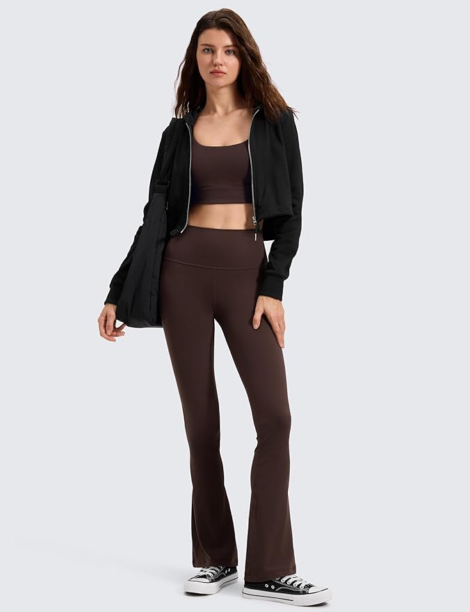 CRZ YOGA Butterluxe Mini Flared Leggings 30"/31.5"/33'' - High Waist Bootcut Casual Lounge Women Yoga Pants with Pocket