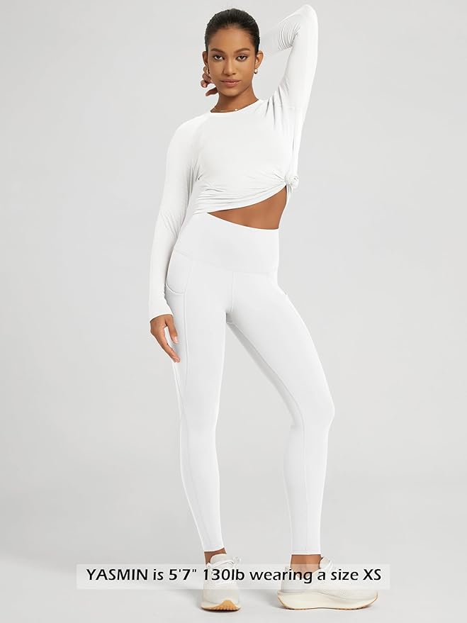 ODODOS Women's High Waisted Yoga Leggings with Pockets, Tummy Control Non See Through Workout Athletic Running Yoga Pants