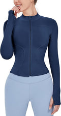Locachy Women's Lightweight Stretchy Workout Full Zip Running Track Jacket with Thumb Holes