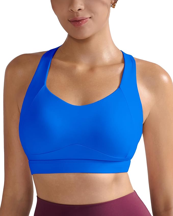 RUNNING GIRL Sports Bra for Women High Support, Molded Cup High Impact Sports Bras with Sewn in Pads Workout Running Bra