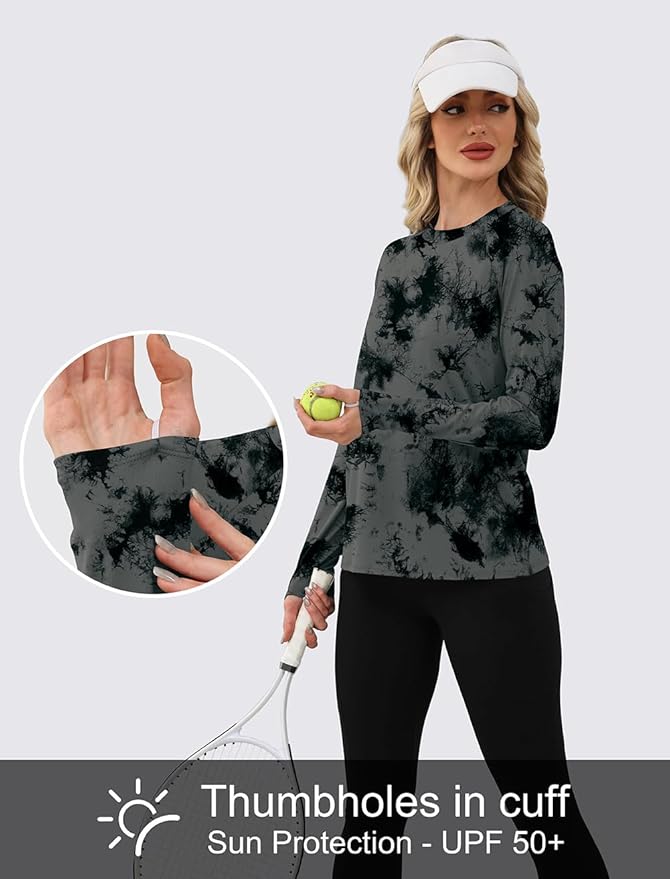 WIHOLL Workout Tops for Women Long Sleeve Sun Shirt UPF 50+ UV Protection Running Hiking Clothes Quick Dry Athletic Tops