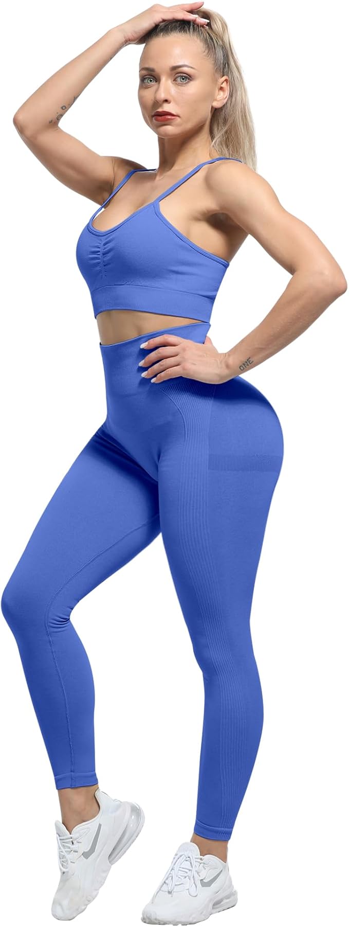 CHRLEISURE Workout Leggings Sets for Women, Gym Scrunch Butt Butt Lifting Seamless Leggings 3 Piece
