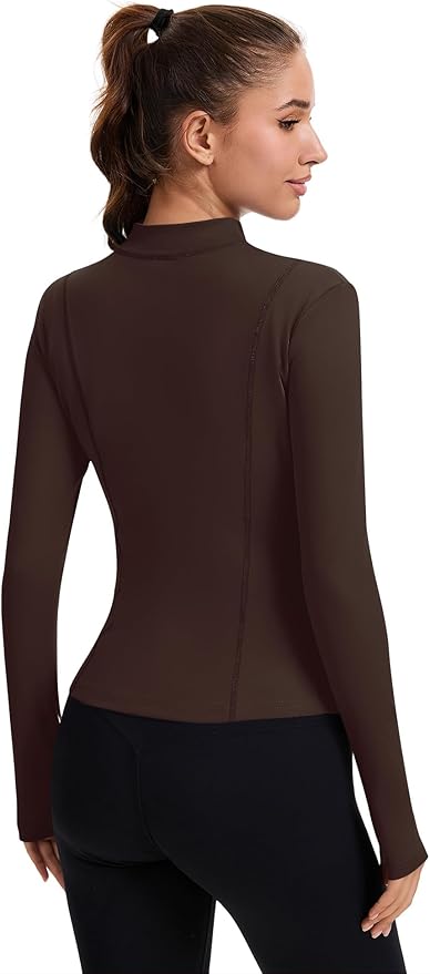 Rapbin Women's Full Zip Workout jackets Runing Slim Fit Athletic Tops With Thumb Holes