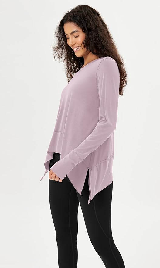 ODODOS Women's Modal Soft Long Sleeve Tee with Thumb Hole Athletic Gym Workout Tops Yoga Shirts