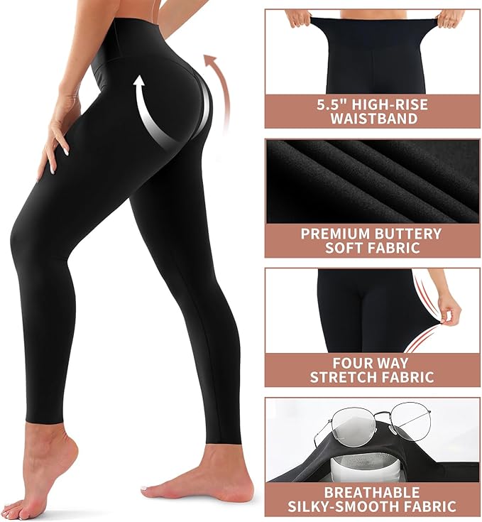 Laite Hebe Leggings for Women - High Waisted Full Length Buttery Soft Yoga Pants for Workout Athletic Daily