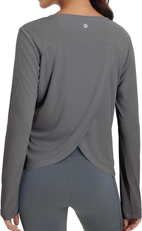 baleaf Women's Running Sun Shirts Long Sleeve UPF 50+ Workout Tops UV Athletic Split Back Quick Dry Lightweight