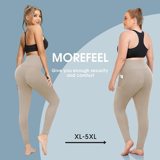 Plus Size Leggings for Women with Pockets-Stretchy XL-5XL Yoga Pants Tummy Control High Waist Workout Leggings