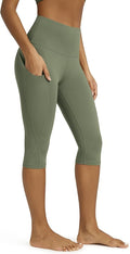 ODODOS Women's High Waisted Yoga Capris with Pockets, Tummy Control Non See Through Workout Athletic Running Capri Leggings