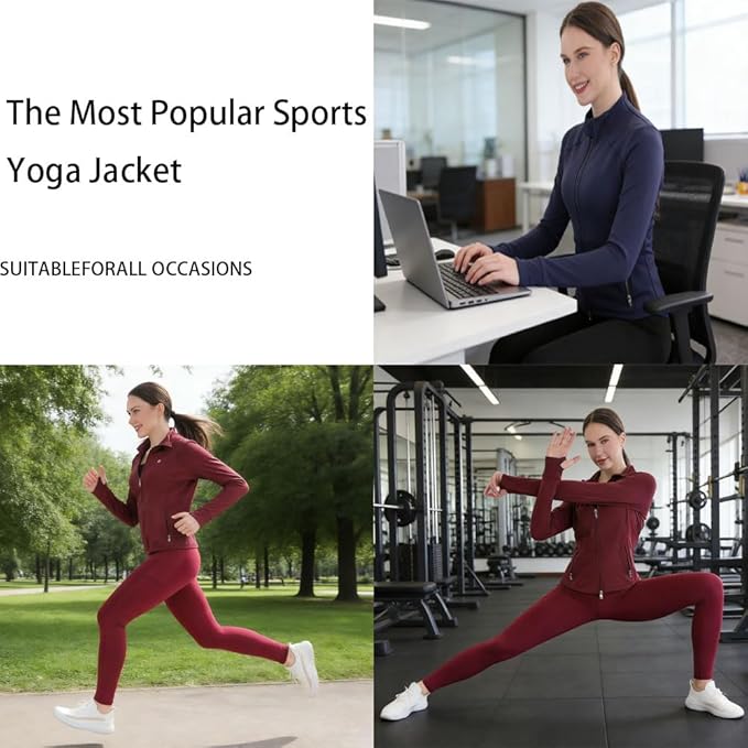 Women's Thermal Yoga Jacket - Thick Warm Full Zip Long Sleeve for Running Gym, Fleece Lined for Cold Weather Winter