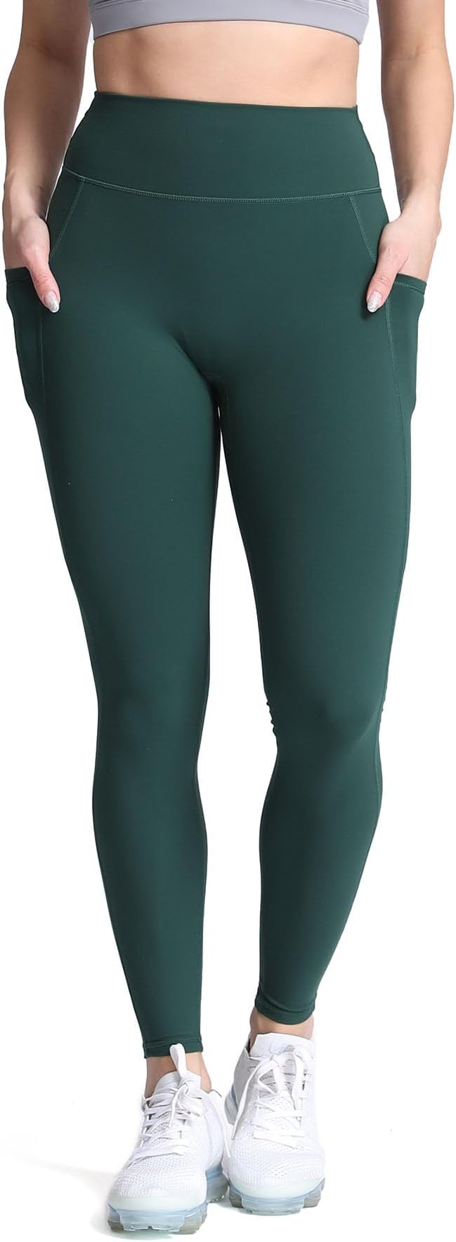 Aoxjox Women's Trinity High Waisted Yoga Pants with Pockets Cross-Waist Tummy Control Buttery Soft Workout Leggings 26"