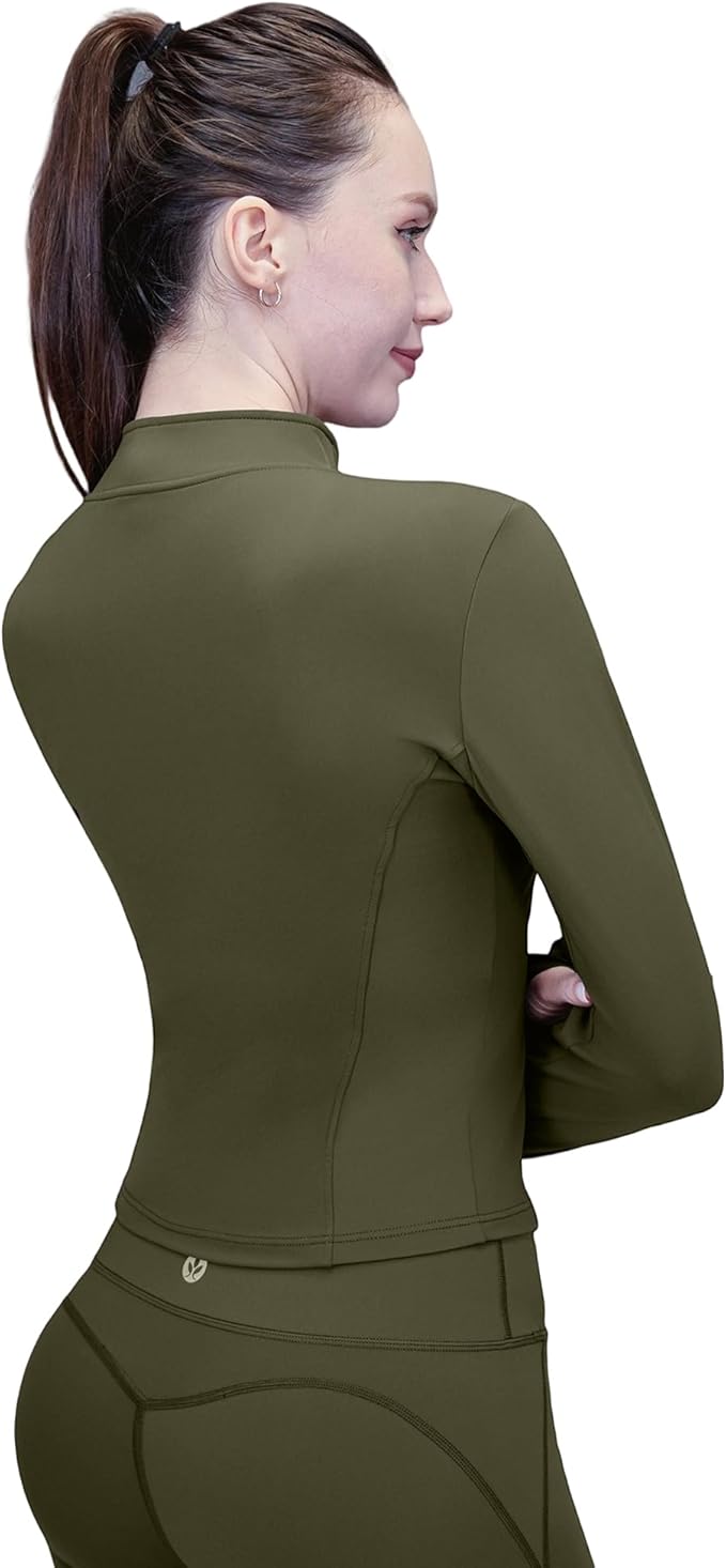 Women's Yoga Jacket Lightweight Zip Up - Workout Jackets for Running Gym Athletic Tops Full Zip