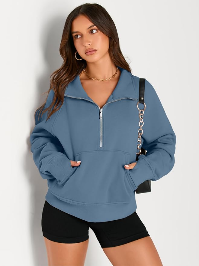 AUTOMET Womens Sweatshirts Half Zip Cropped Pullover Fleece Quarter Zipper Hoodies 2026 Fall Fashion Outfits Clothes