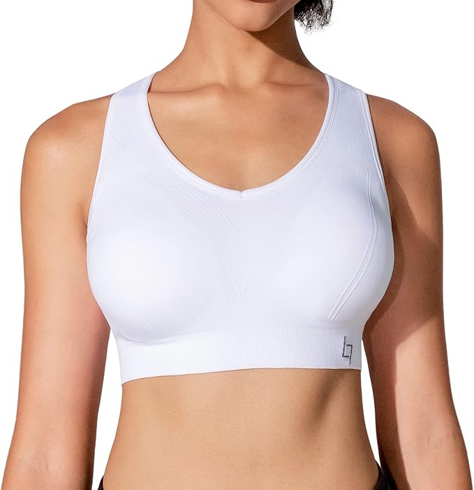 FITTIN Racerback Sports Bras for Women - Padded Comfortable Seamless Support for Yoga Workout Gym - for Plus Size Large Bust