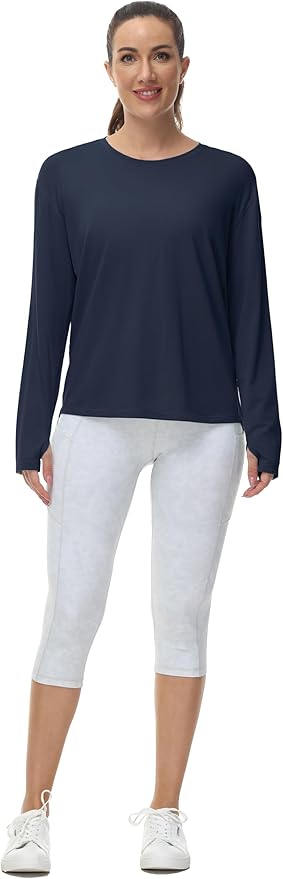 THE GYM PEOPLE Women's Long Sleeve Workout Shirts Back Loose Fit Running Tee Tops with Thumb Hole