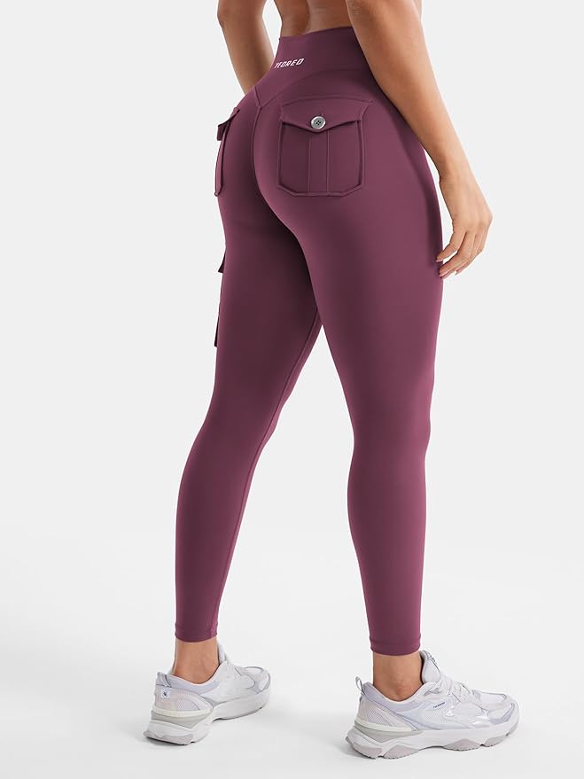 YEOREO CoreFlex Workout Cargo Leggings with Pockets for Women Hidden Scrunch Butt Lifting Leggings Gym Yoga Pants