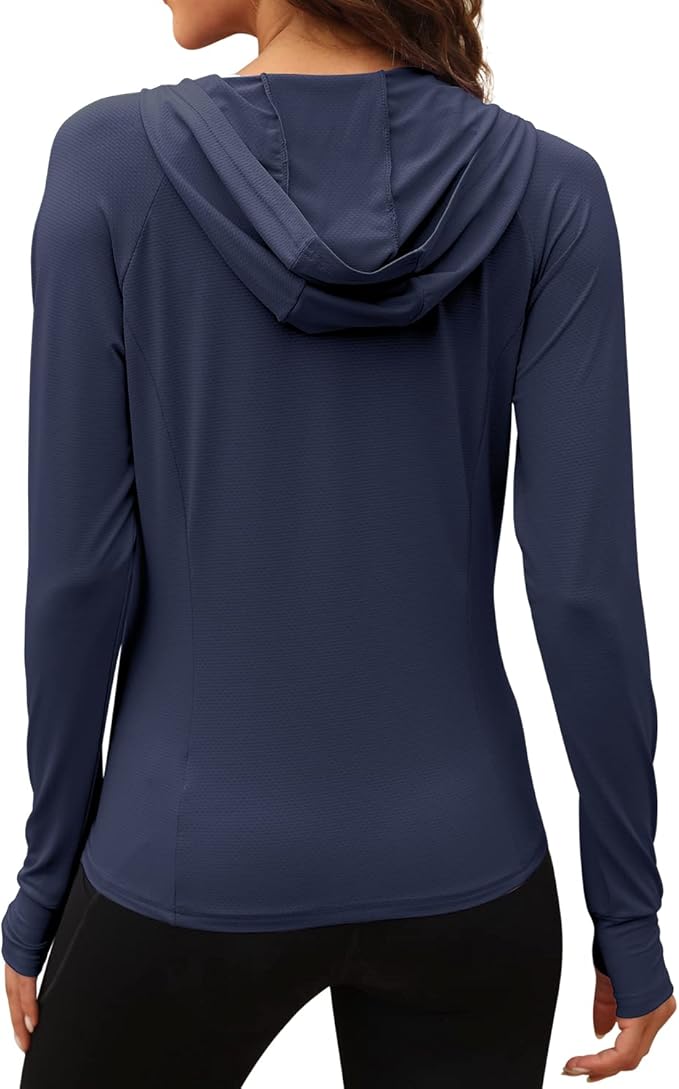 We1Fit Women's UPF 50+ Sun Protection Jacket Hoodie Sun Shirts Hiking Running Athletic Shirt