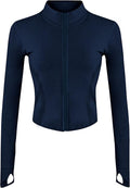 Yeokou Womens Active Zip Up Running Workout Cropped Bbl Athletic Jacket with Thumb Holes