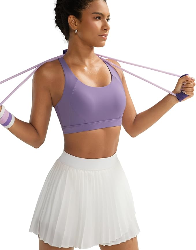 RUNNING GIRL Sports Bra for Women High Support,Molded Cup Strappy Running Sports Bras with Sewn in Pads