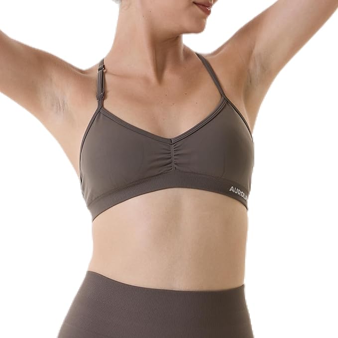 AUROLA Mercury Workout Sports Bras Women Athletic Removable Padded Backless Strapy Minimal Crop Top