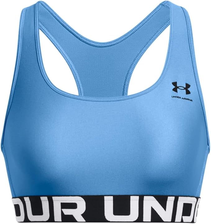 Under Armour Womens HeatGear Authentics Mid Impact Branded Sports Bra