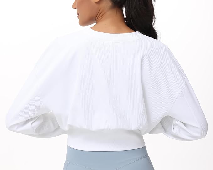 THE GYM PEOPLE Women's Cropped Jackets Full Zip Long Sleeve Ribbed Workout Sweatshirts Lightweight Casual Tops