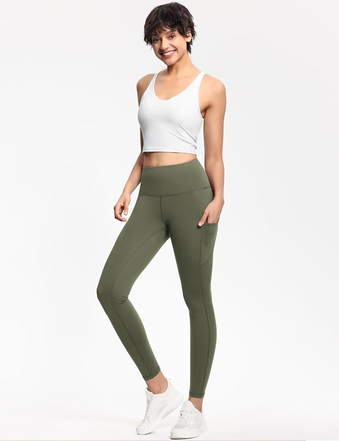 THE GYM PEOPLE Thick High Waist Yoga Pants with Pockets, Tummy Control Workout Running Yoga Leggings for Women