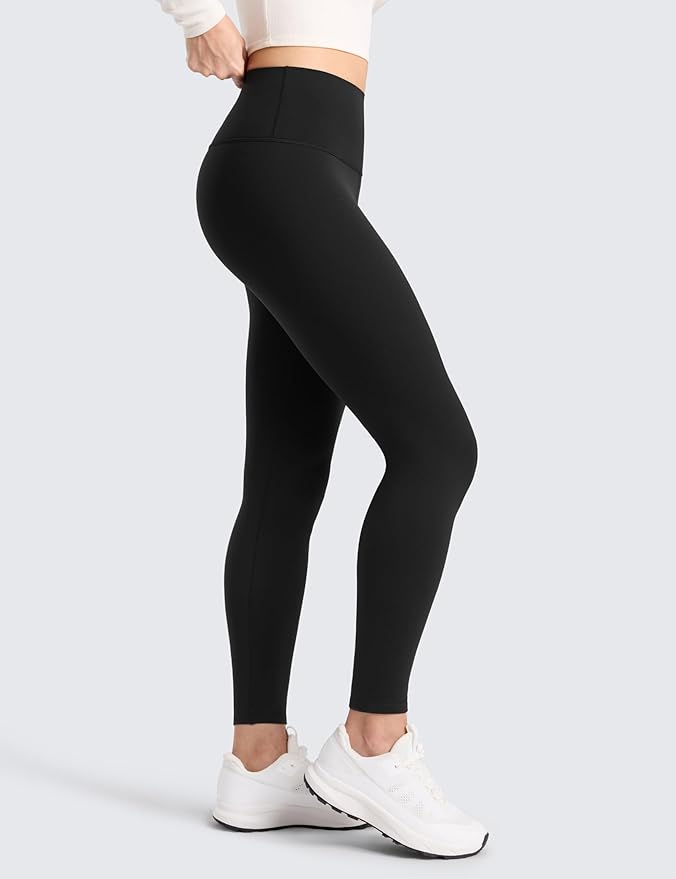 CRZ YOGA Matte Thermal Fleece Lined Leggings 28'' - Casual Lounge Workout Womens Yoga Full Length Pants Winter Warm