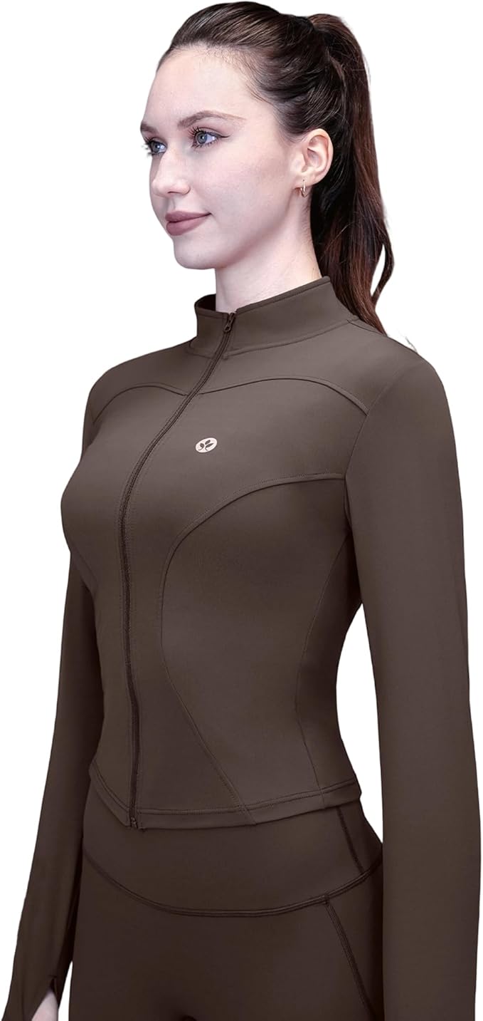 Women's Yoga Jacket Lightweight Zip Up - Workout Jackets for Running Gym Athletic Tops Full Zip