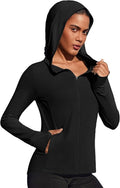 PINSPARK Women's UPF 50+ Sun Protection Hoodie Jacket Lightweight Full Zip Athletic Jacket Long Sleeve Shirt with Pockets