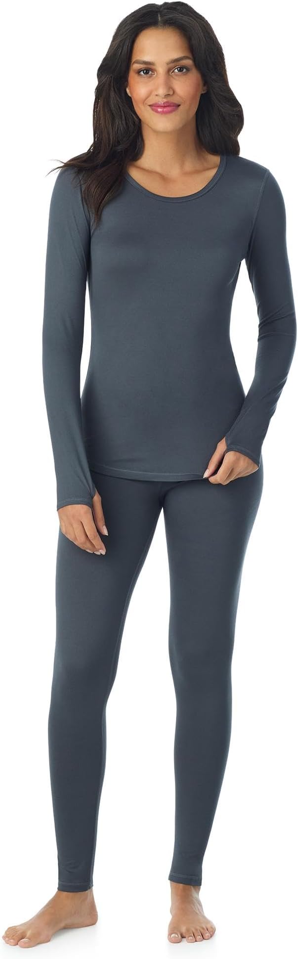 Cuddl Duds Womens Lightweight Breathable Everyday Active Base Layer Set - Long Sleeve Top & Leggings - Lounge Sets for Women