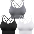 Sykooria 3 Pack Strappy Sports Bra for Women Sexy Crisscross for Yoga Running Athletic Gym Workout Fitness Tank Tops