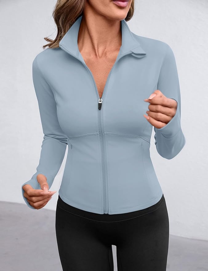Avoogue Women Lightweight Active Jacket Full Zip Workout Running Yoga Athletic Outerwear with Pockets