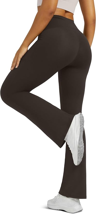 Flare Leggings for Women Yoga Pants with Pockets High Waisted Crossover Flare Leggings Bootcut Casual Yoga Pants
