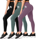 FULLSOFT 3 Pack Leggings for Women High Waisted Soft Black Yoga Pants for Workout Athletic Running Reg & Plus Size