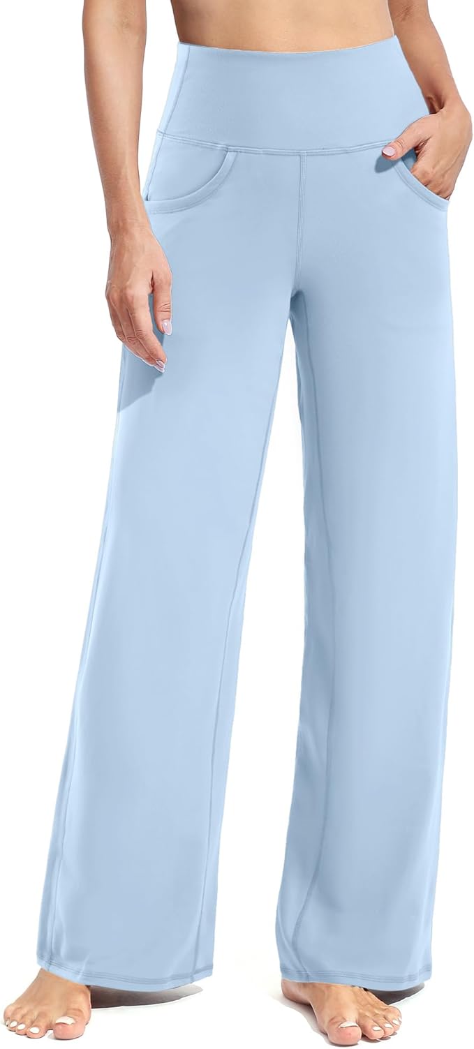 Promover Wide Leg Pants Woman Yoga Pants with Pockets Stretch Loose Casual Lounge Sweatpants Petite/Regular/Tall