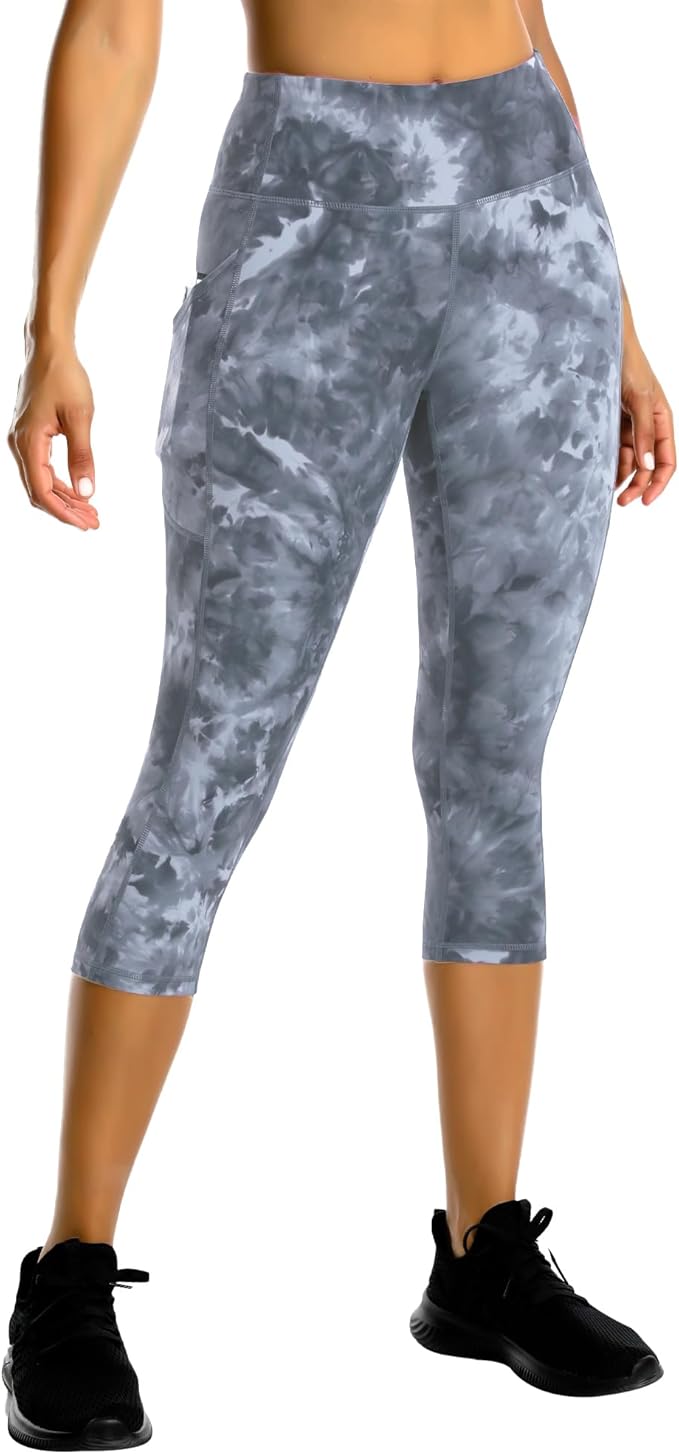 Stelle Women's Capri Yoga Pants with Pockets Essential High Waisted Leggings for Workout