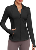 VUTRU Women Athletic Jacket Fitted Workout Running Zip Up Track Coat Layer with Thumb Holes Pockets for Yoga Gym Travel