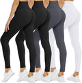 NexiEpoch 4 Pack Leggings for Women - High Waisted Tummy Control Soft Black Capri Yoga Pants with Pockets for Workout