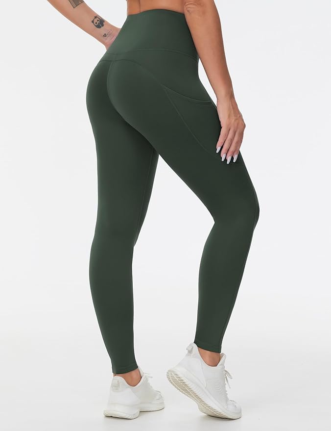 Dragon Fit High Waist Yoga Leggings with 3 Pockets,Tummy Control Workout Running 4 Way Stretch Yoga Pants