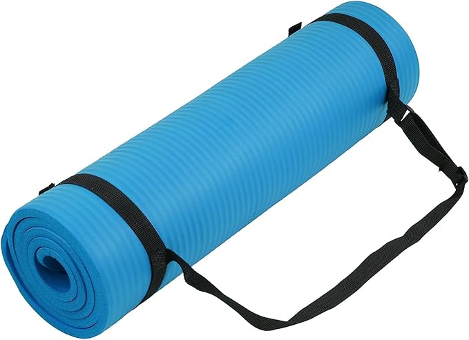 Fitvids Yoga Mat, 1/2-Inch Extra Thick High Density Exercise Mat, Anti-Tear Exercise Yoga Mat with Carrying Strap, Suitable for Various Yoga Exercises