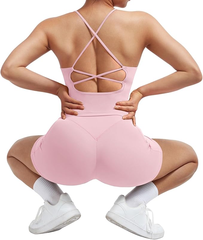 SUUKSESS Women 2 Piece Workout Sets Padded Tank Tops Tummy Control Leggings Gym Outfits