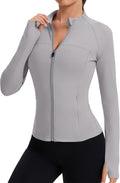 Rapbin Women's Full Zip Workout jackets Runing Slim Fit Athletic Tops With Thumb Holes