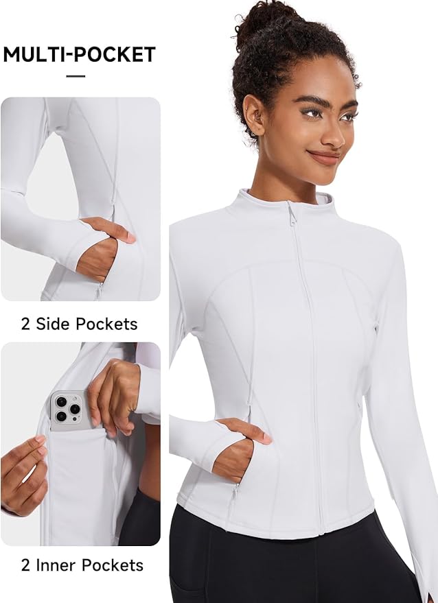 VUTRU Womens Workout Yoga Jacket Lightweight Zip Up Athletic Jacket Lightweight Cropped Jacekt with Pockets